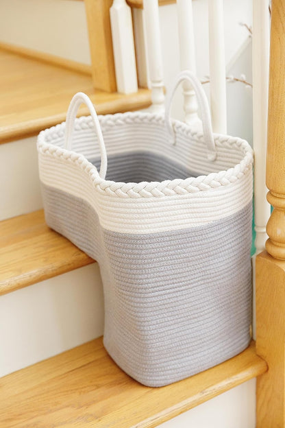 NEObirdie Rope Stair Basket for Carpeted and Wooden Stairs