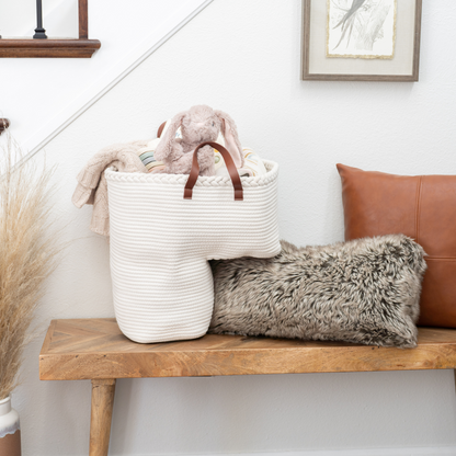 NEObirdie Rope Stair Basket for Carpeted and Wooden Stairs